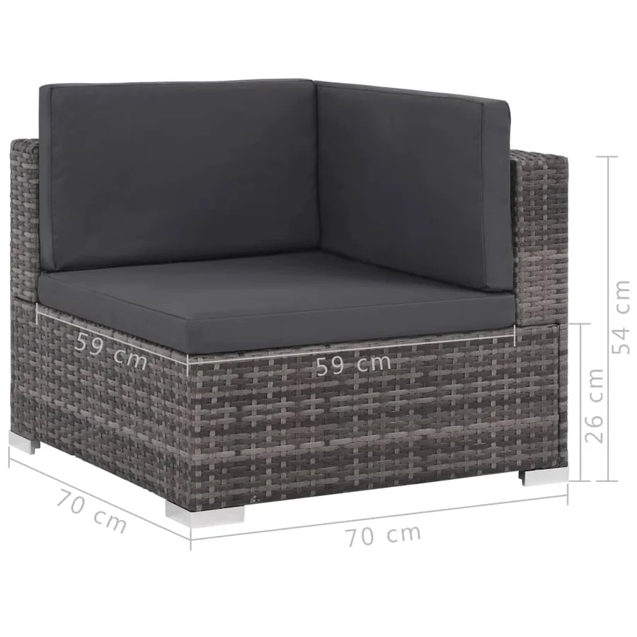 Salon de jardin 8 pcs avec coussins Résine tressée Gris - 9