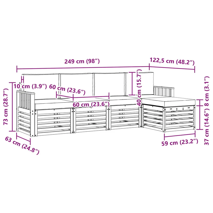 Ensemble de canapés d'extérieur 5 pcs Blanc et anthracite - 6