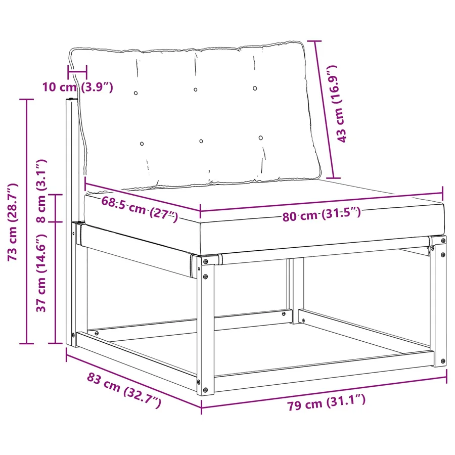 Sofa de milieu extérieur Blanc 79 x 83 x 73 cm acier - 9