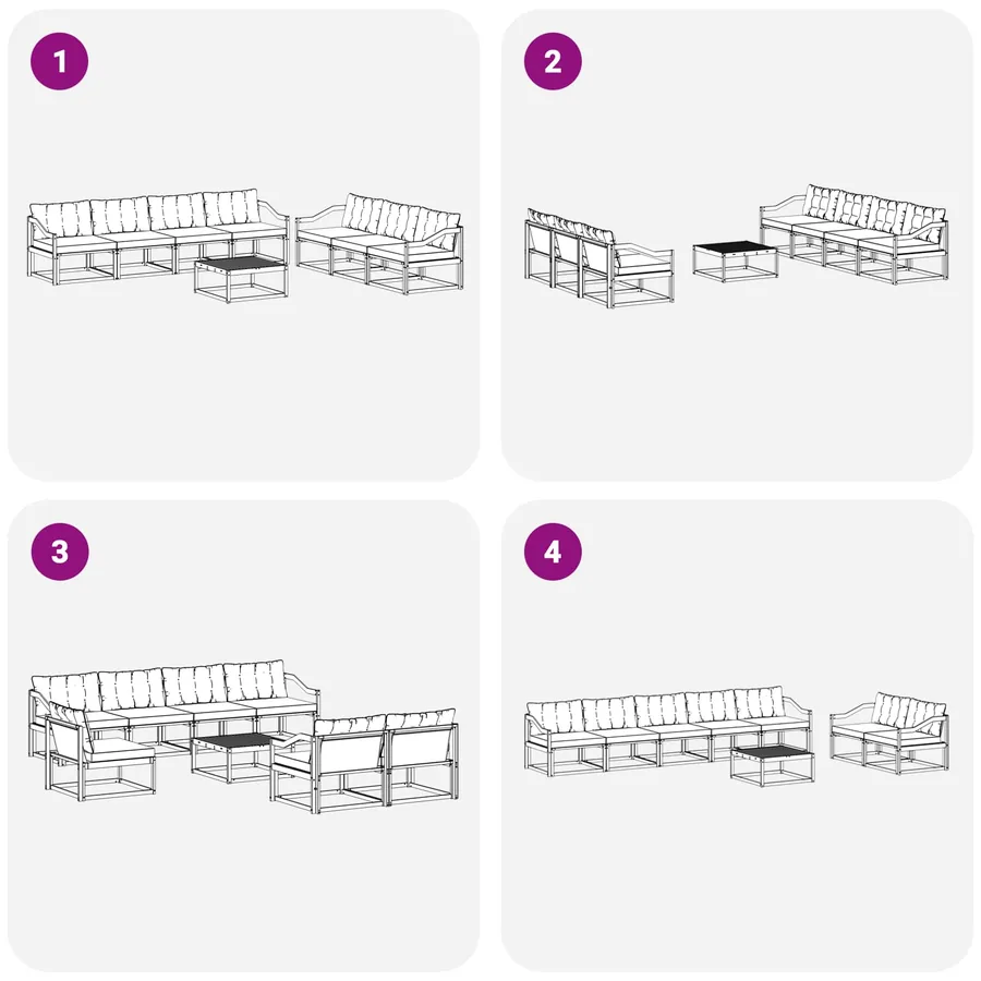 Ensemble de canapés d'extérieur 8 pcs Blanc et Beige - 7