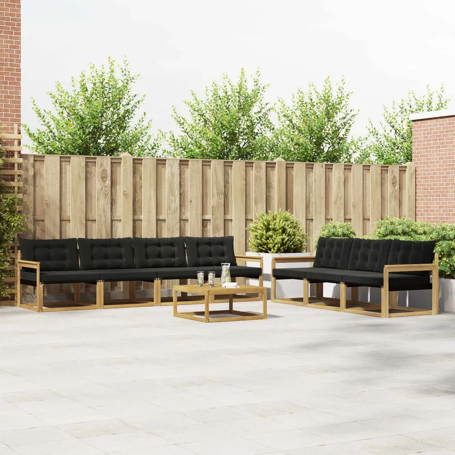 Ensemble de canapés d'extérieur 8 pcs Blanc et noir