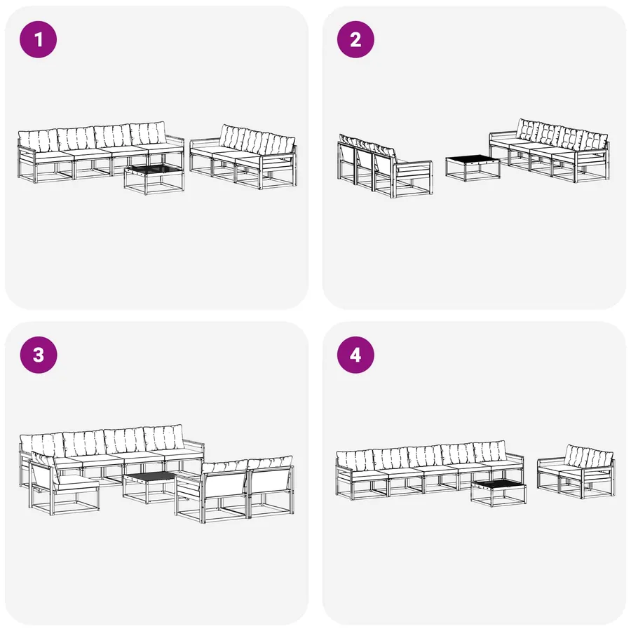 Ensemble de canapés d'extérieur 8 pcs Blanc et noir - 7