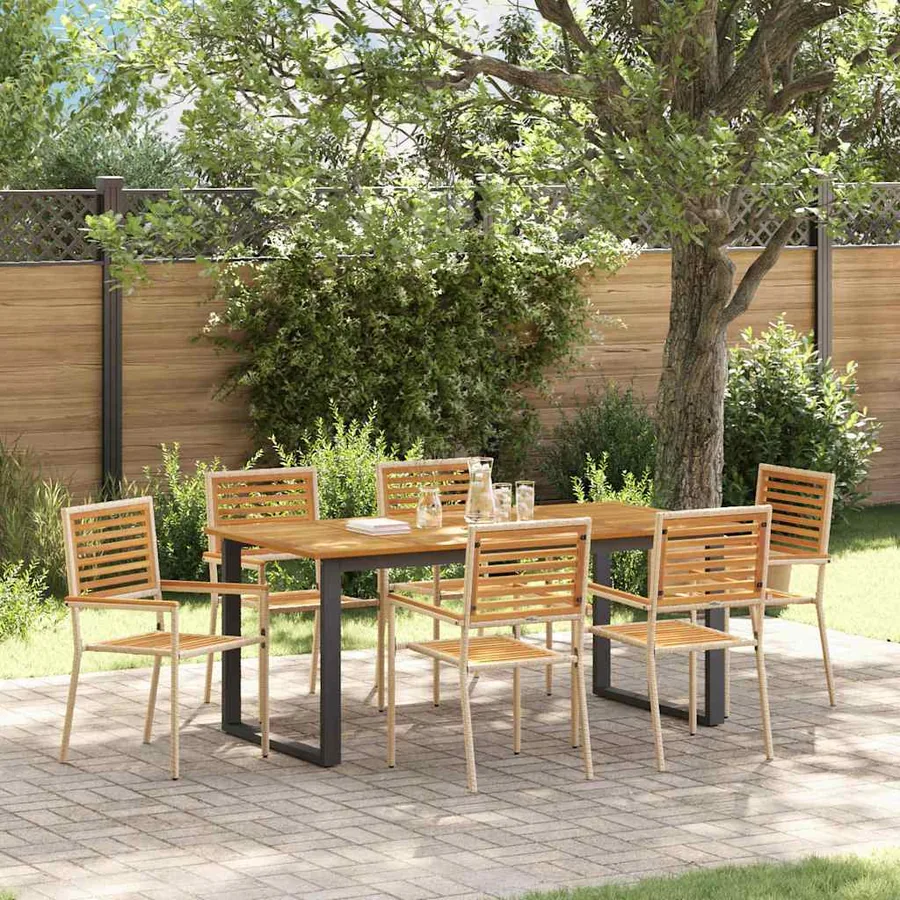 Ensemble de salle à manger pour jardin 7 pcs Beige