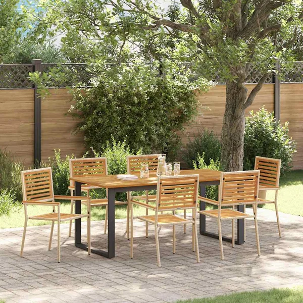 Ensemble de salle à manger pour jardin 7 pcs Beige