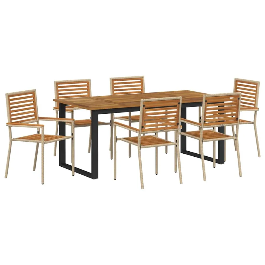 Ensemble de salle à manger pour jardin 7 pcs Beige - 2