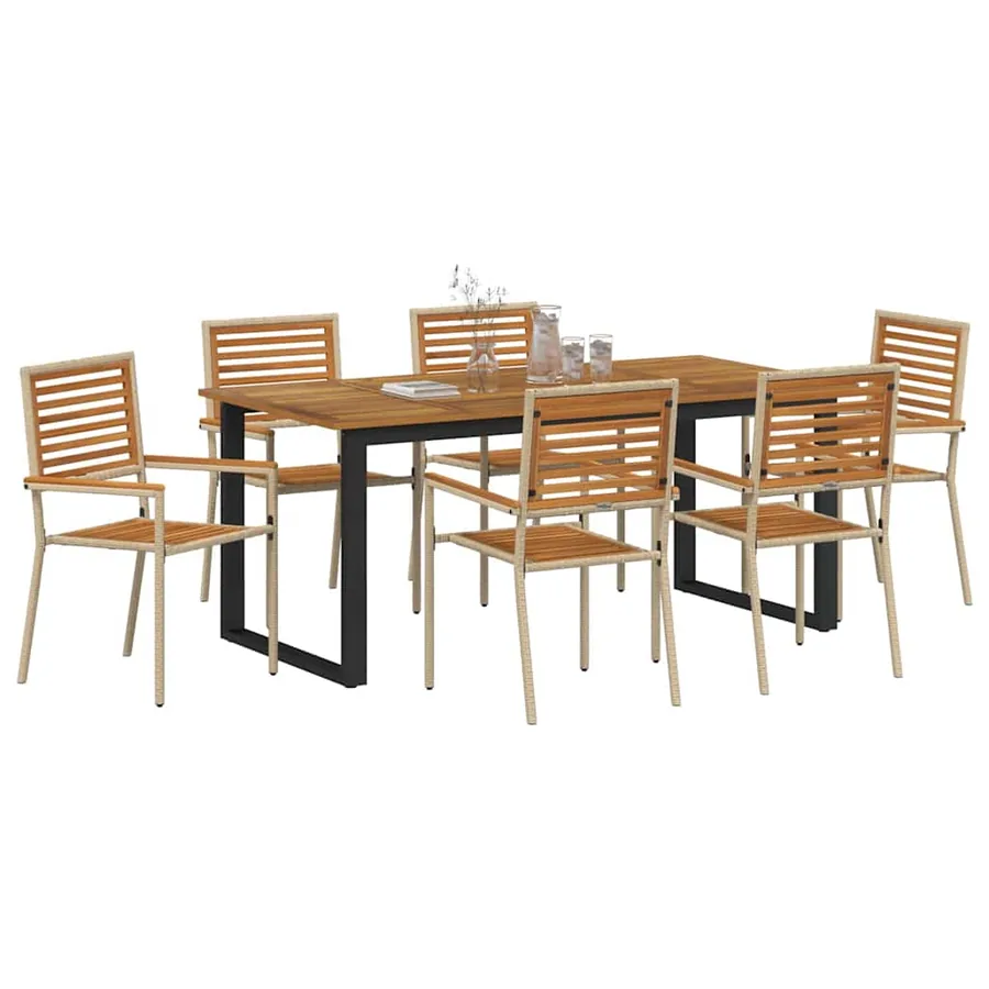 Ensemble de salle à manger pour jardin 7 pcs Beige - 3