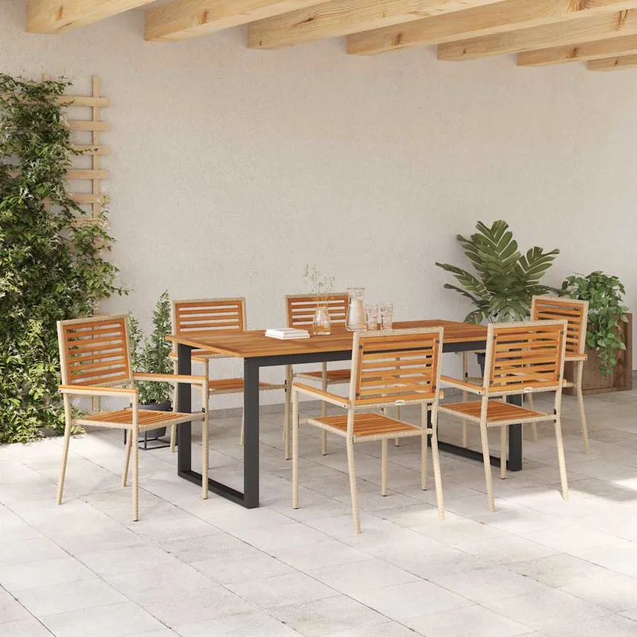 Ensemble de salle à manger pour jardin 7 pcs Beige - 4