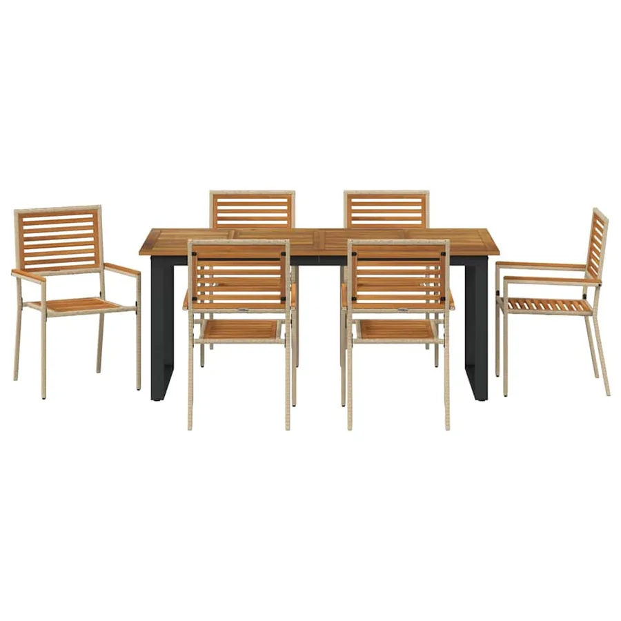 Ensemble de salle à manger pour jardin 7 pcs Beige - 7