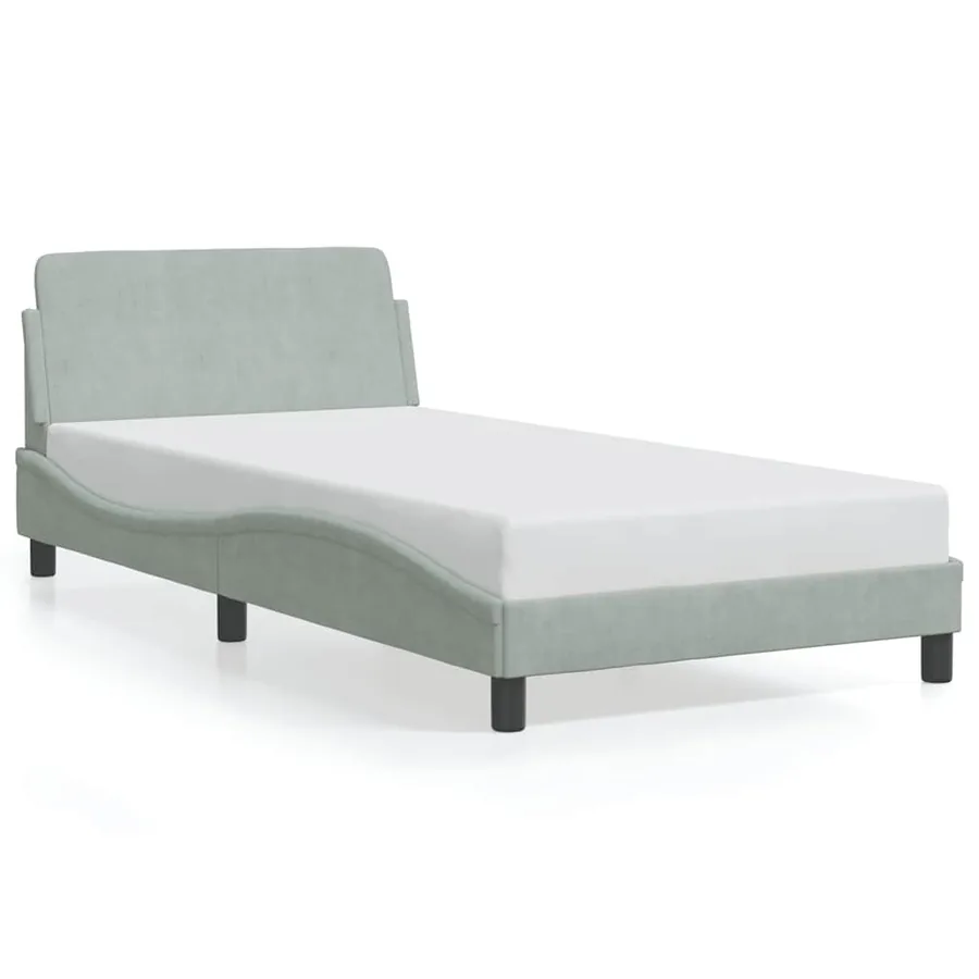 Cadre de lit Dover gris clair 100x190 cm velours - 2