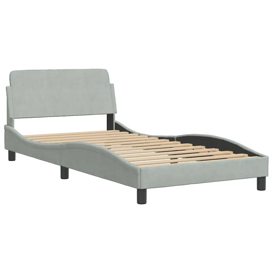 Cadre de lit Dover gris clair 100x190 cm velours - 3
