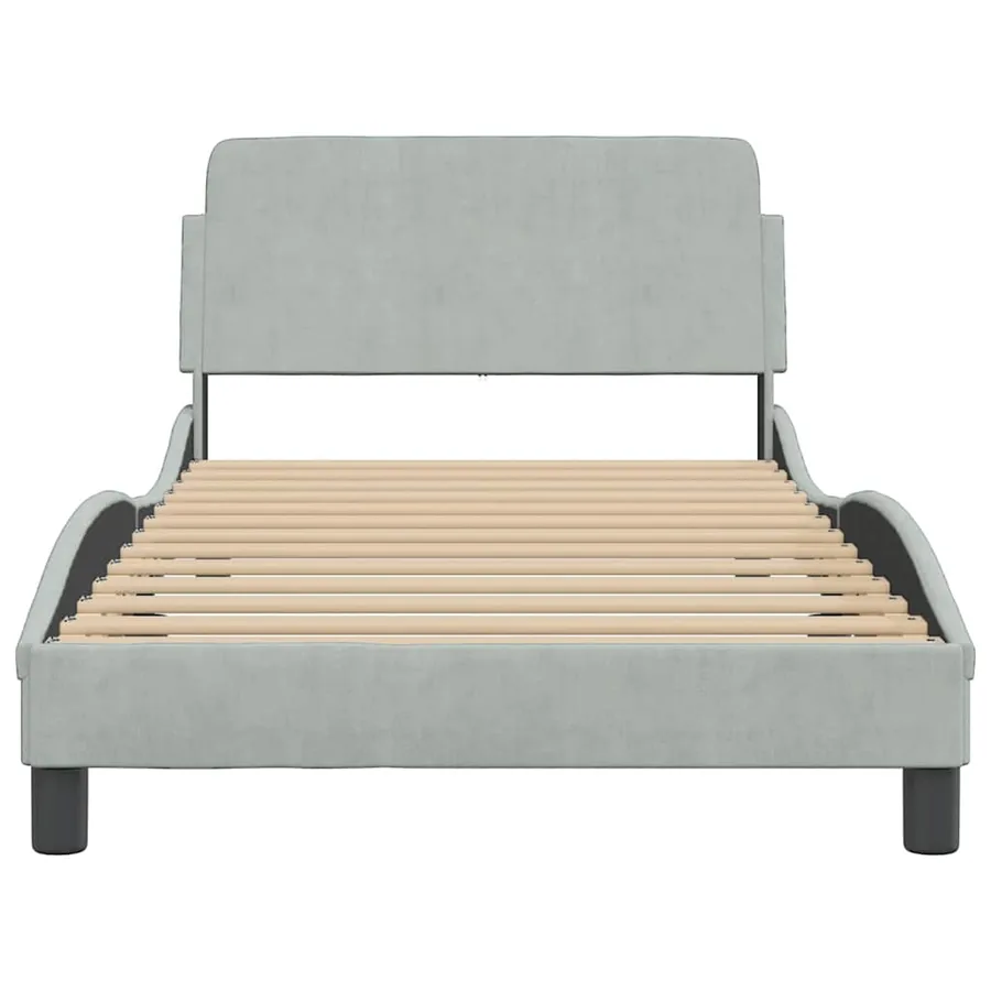 Cadre de lit Dover gris clair 100x190 cm velours - 4