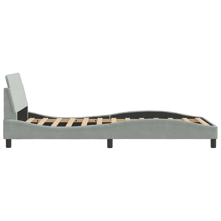 Cadre de lit Dover gris clair 100x190 cm velours - 5