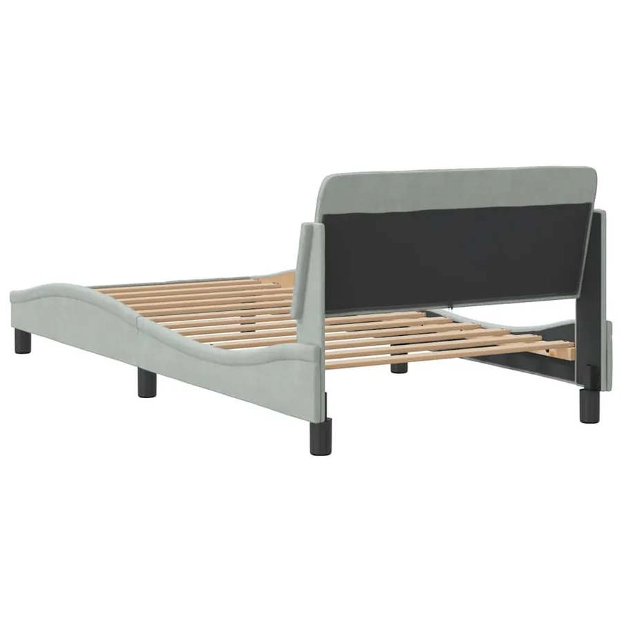 Cadre de lit Dover gris clair 100x190 cm velours - 6