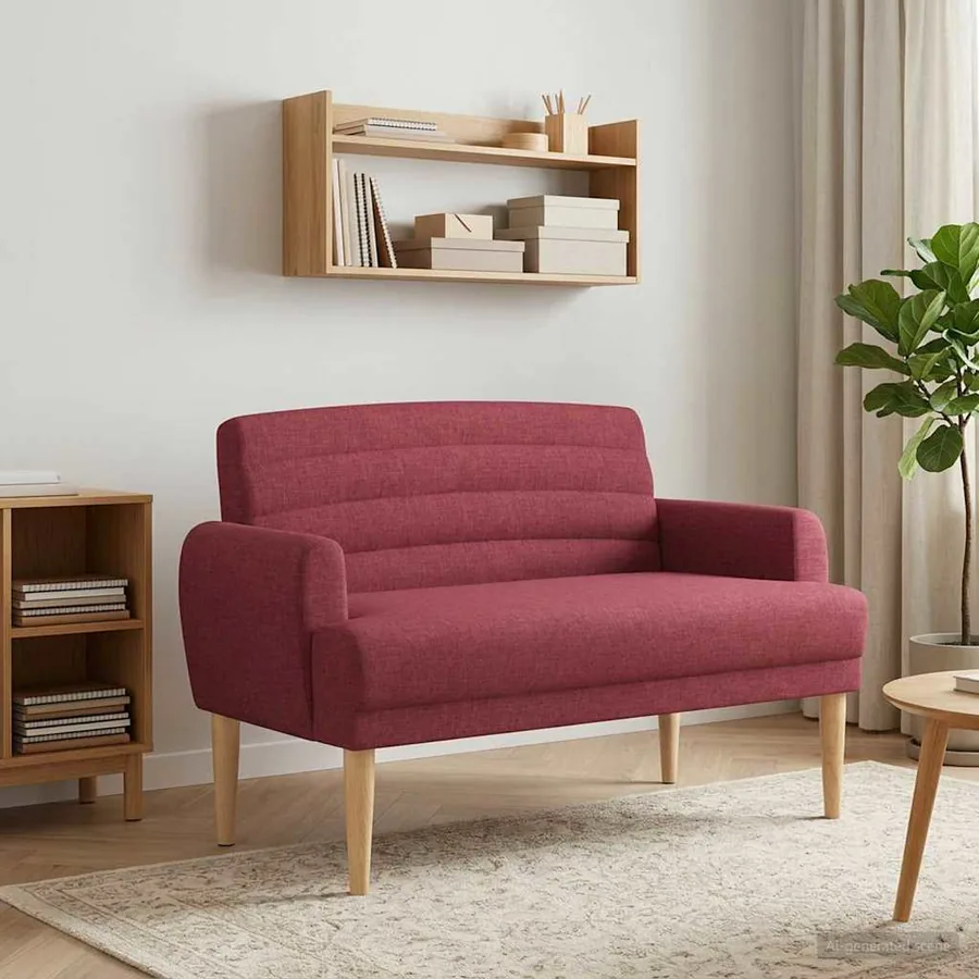 Canapé love seat avec capitonnage en boutons Bordeaux Tissu