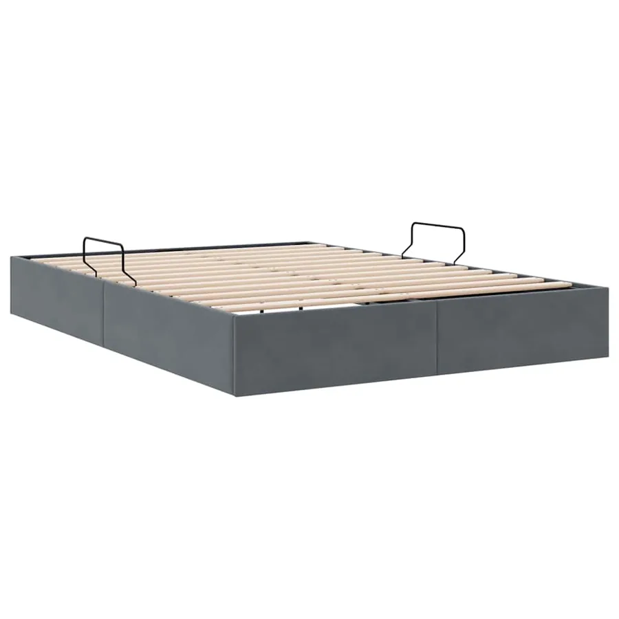 Lit de Rangement avec stockage Gris foncé 153 x 203 cm Velours - 5