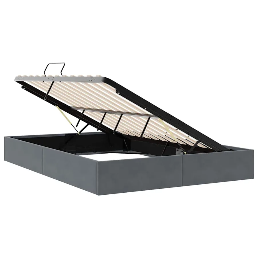 Lit de Rangement avec stockage Gris foncé 153 x 203 cm Velours - 6