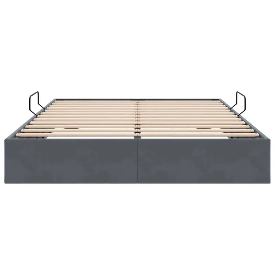 Lit de Rangement avec stockage Gris foncé 153 x 203 cm Velours - 7