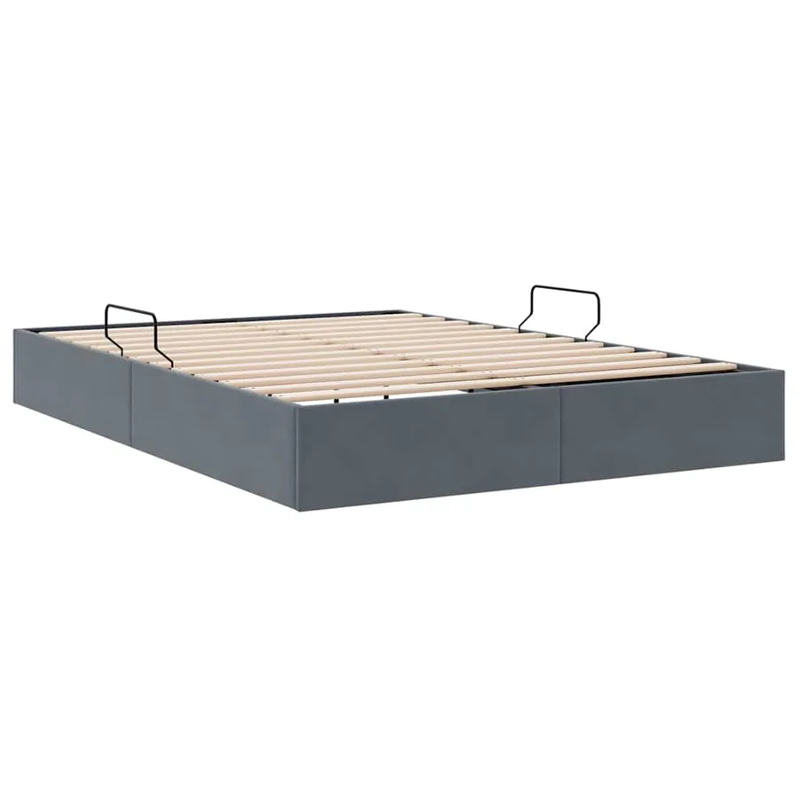 Lit de Rangement avec stockage Gris foncé 153 x 203 cm Velours - 9
