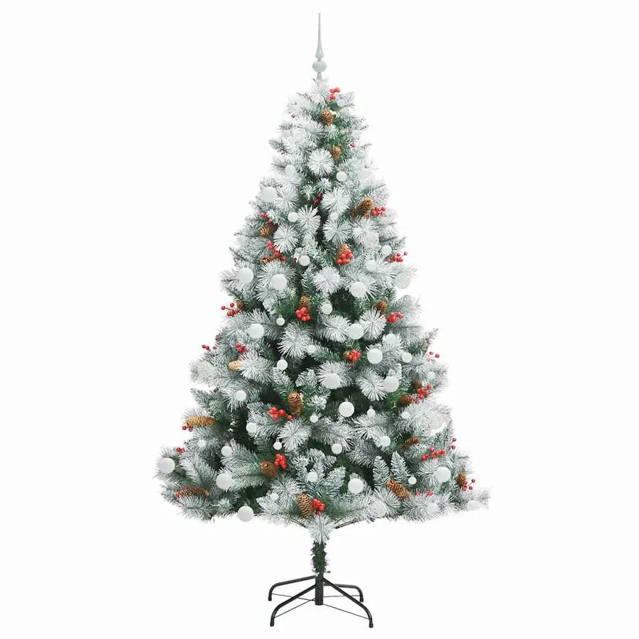 Sapin de Noël artificiel Vert et blanc 210 cm - 4