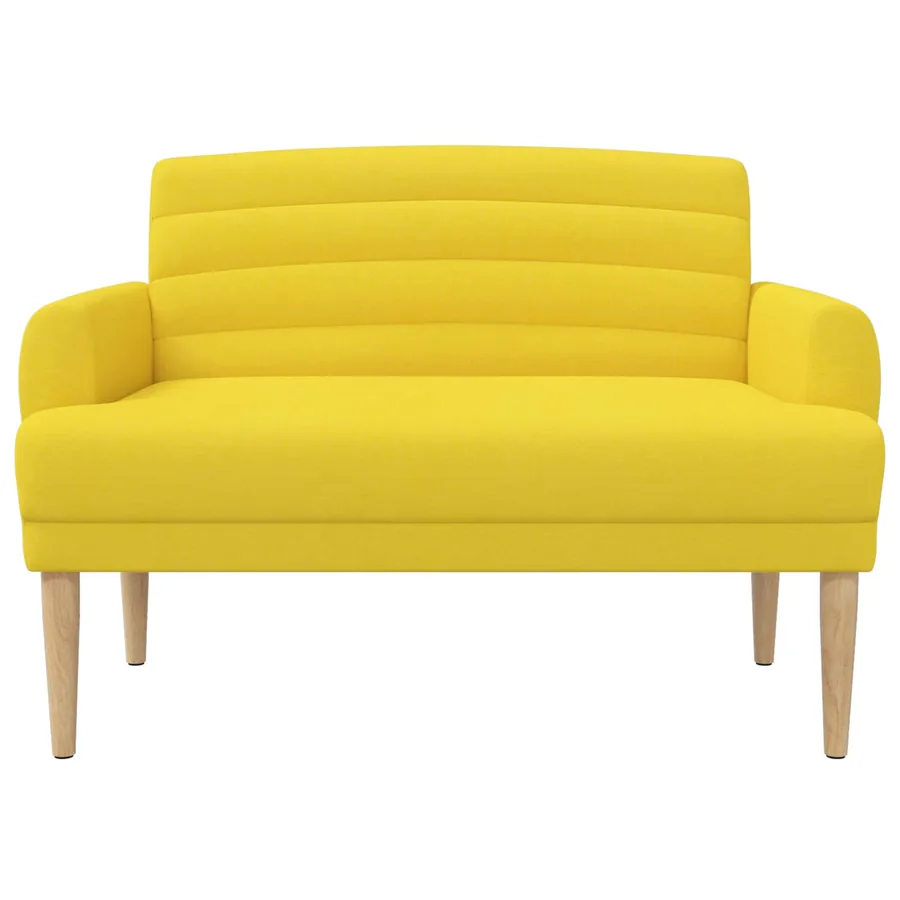 Canapé love seat avec capitonnage en boutons Jaune clair Tissu - 3