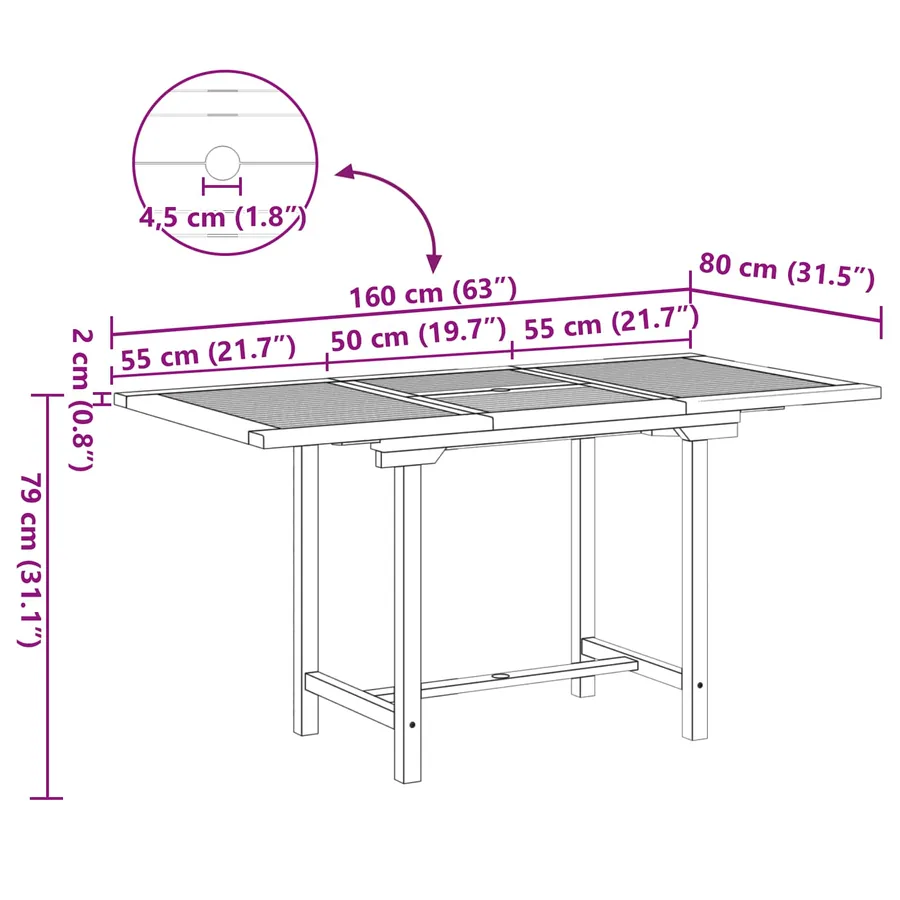 Ensemble de salle à manger pour jardin 5 pcs Marron - 10