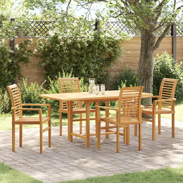Ensemble de salle à manger pour jardin 5 pcs Marron