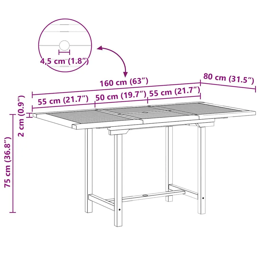 Ensemble de salle à manger pour jardin 5 pcs Marron - 11