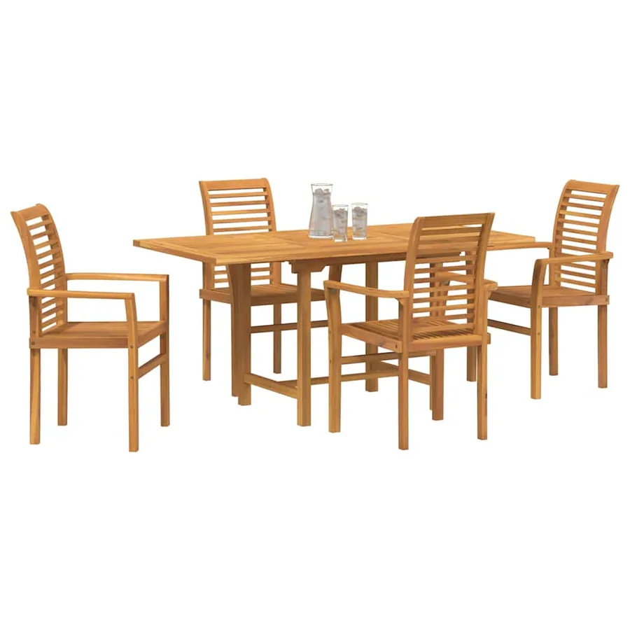 Ensemble de salle à manger pour jardin 5 pcs Marron - 3