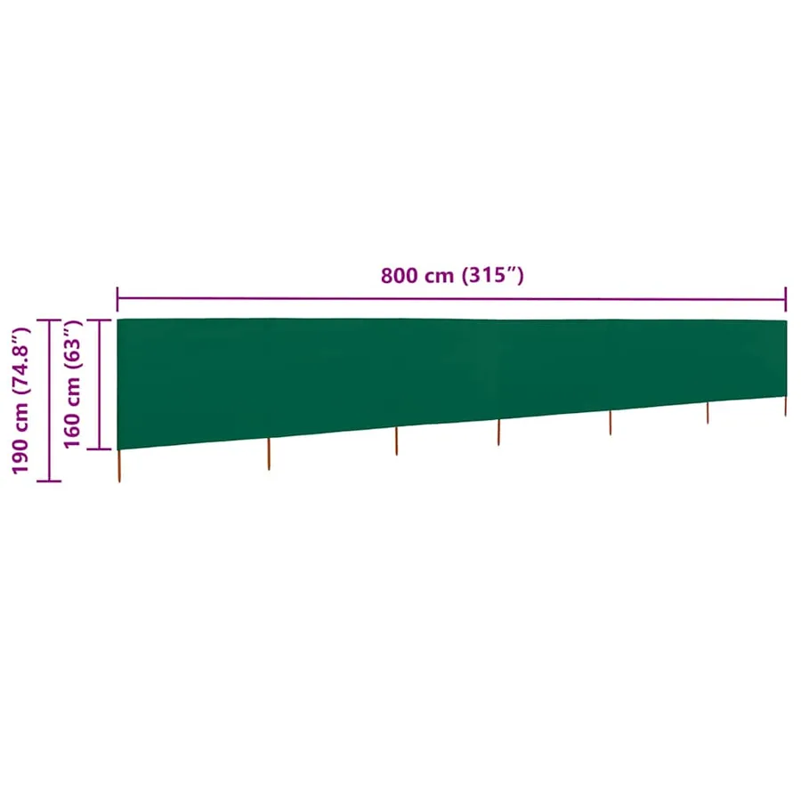 Paravent 6 panneaux Tissu 800 x 160 cm Vert - 6