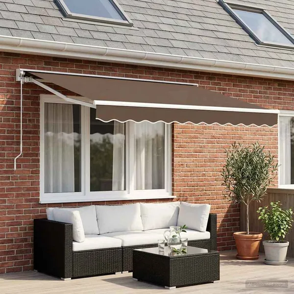 Auvent rétractable Taupe 2,5 x 2 m Polyester et Aluminium
