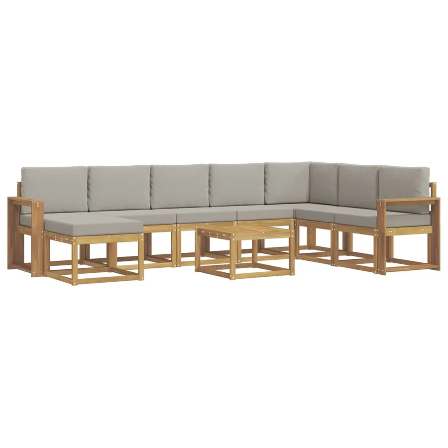 Ensemble de canapés d'extérieur 9 pcs Blanc et gris clair - 2
