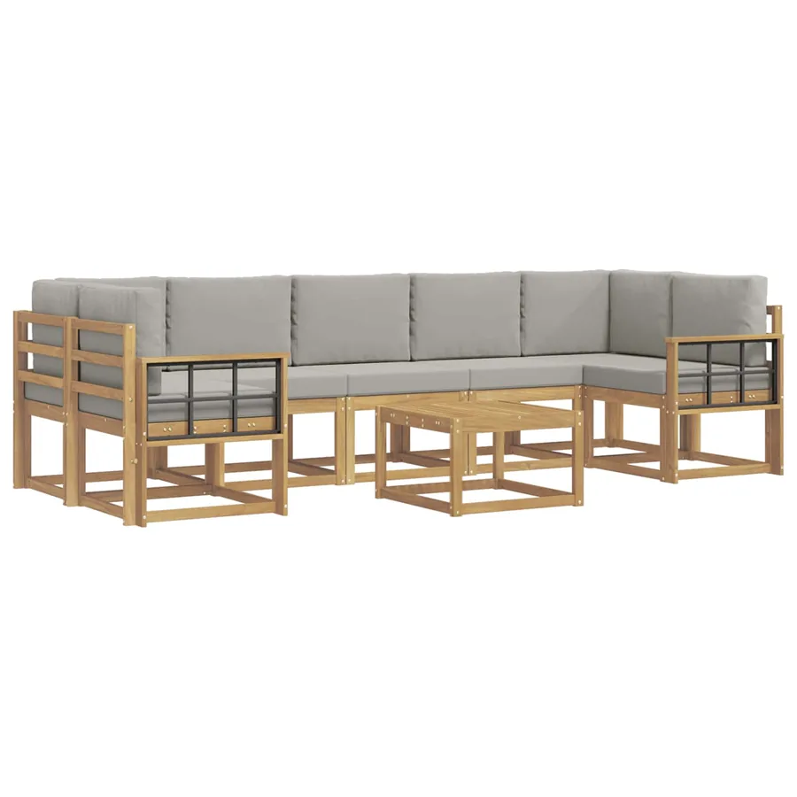 Ensemble de canapés d'extérieur 8 pcs Blanc et gris clair - 2