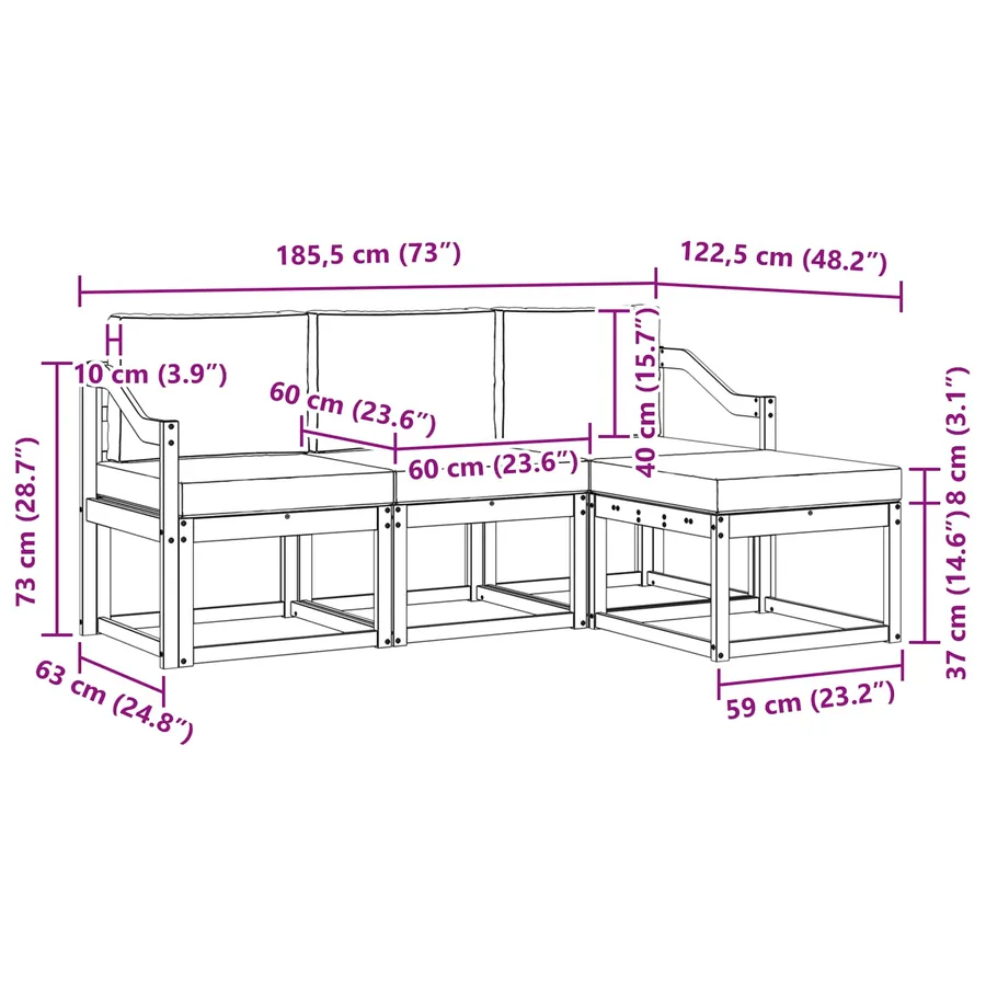 Ensemble de canapés d'extérieur 4 pcs Blanc et gris clair - 6