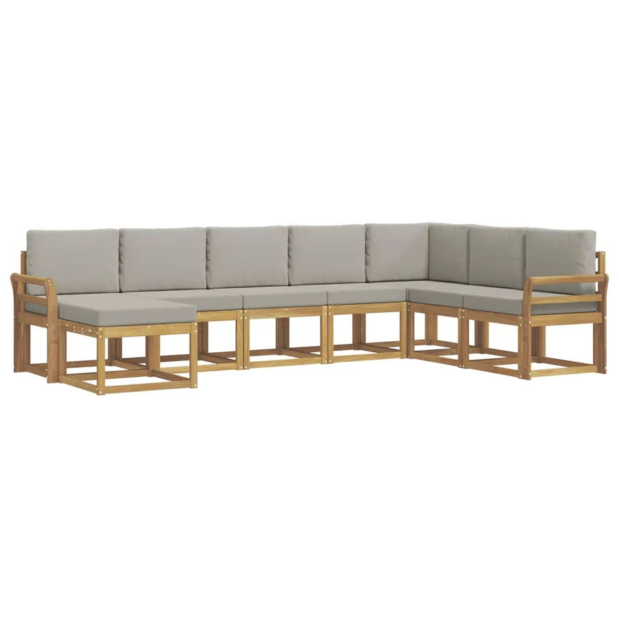 Ensemble de canapés d'extérieur 8 pcs Blanc et gris clair - 2