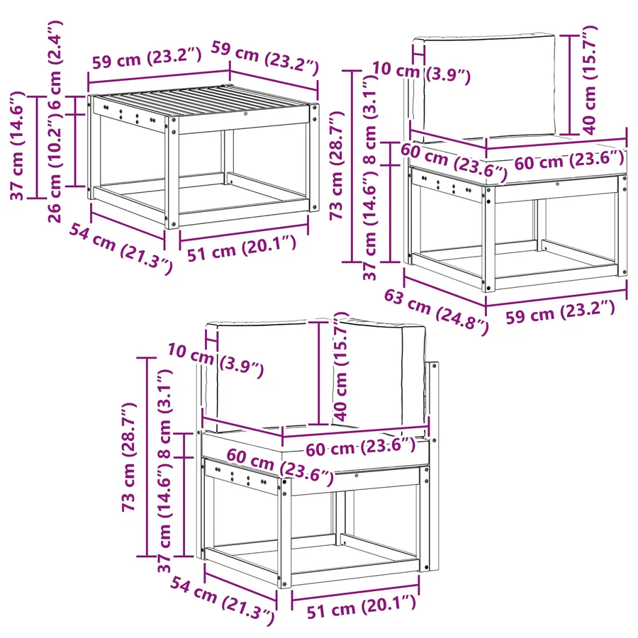 Ensemble de canapés d'extérieur 10 pcs Blanc et gris clair - 9