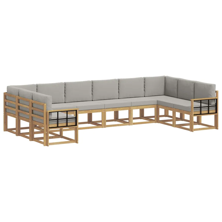 Ensemble de canapés d'extérieur 10 pcs Blanc et gris clair - 2