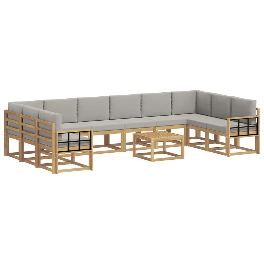 Ensemble de canapés d'extérieur 11 pcs Blanc et gris clair - 2