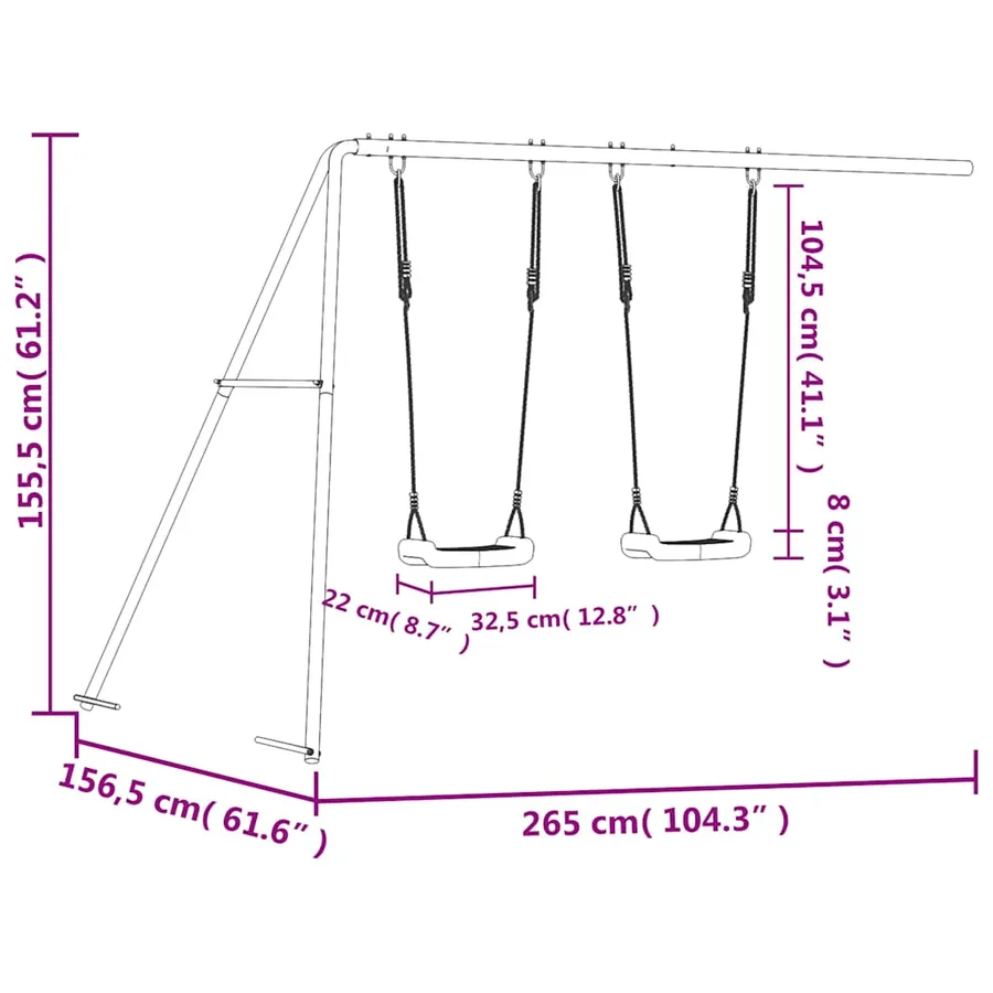 Balançoires de jeu 2 pcs bleu 265x156,5x155,5 cm polypropylène - 8
