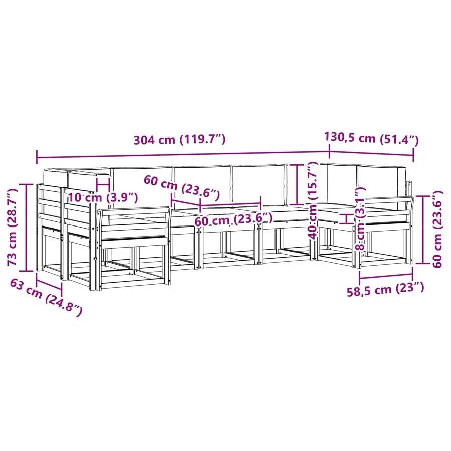 Ensemble de canapés d'extérieur 7 pc Blanc et gris clair - 7