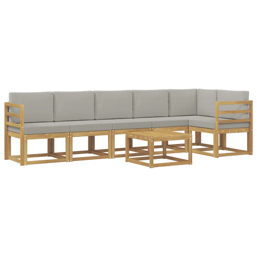 Ensemble de canapés d'extérieur 7 pcs Blanc et gris clair - 2