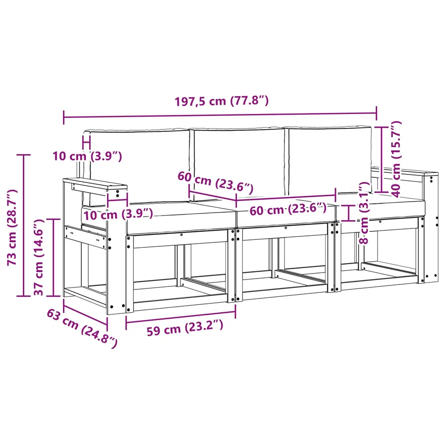 Ensemble de canapés d'extérieur 3 pcs Blanc et gris clair - 6