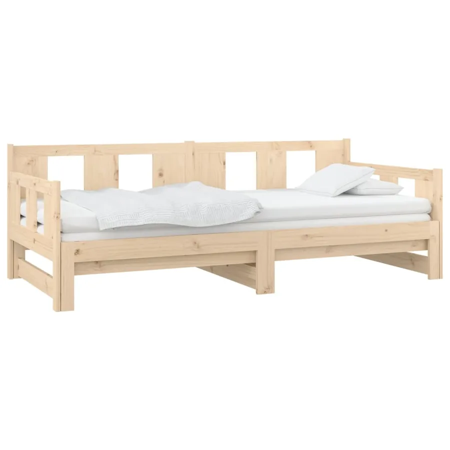 Lit coulissant sans matelas bois de pin massif 2x(90x200) cm - 3