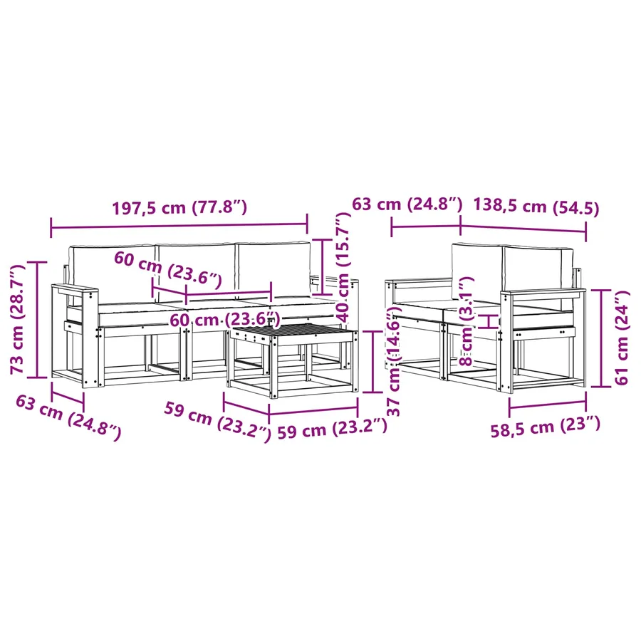 Ensemble de canapés d'extérieur 6 pcs Blanc et gris clair - 7
