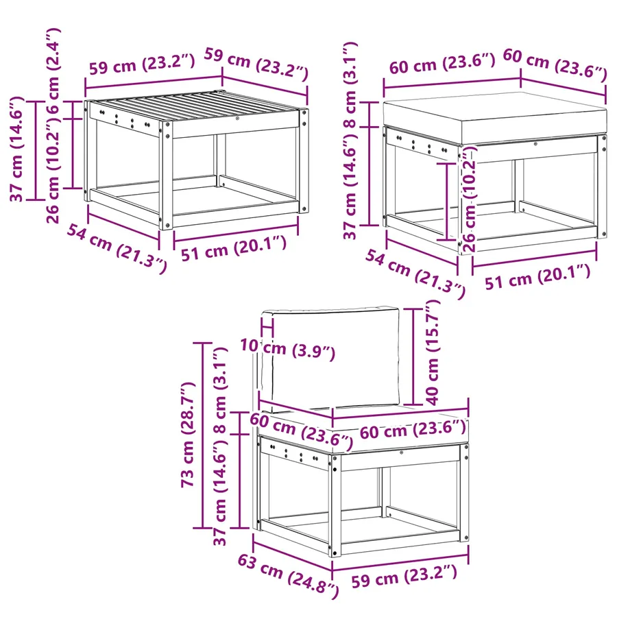 Ensemble de canapés d'extérieur 6 pcs Blanc et gris clair - 8