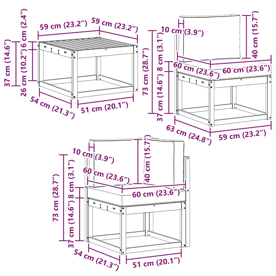 Ensemble de canapés d'extérieur 9 pcs Blanc et gris clair - 9