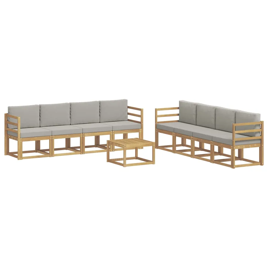 Ensemble de canapés d'extérieur 9 pcs Blanc et gris clair - 2