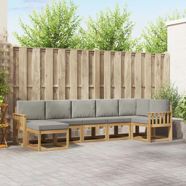 Ensemble de canapés d'extérieur 7 pcs Blanc et gris clair