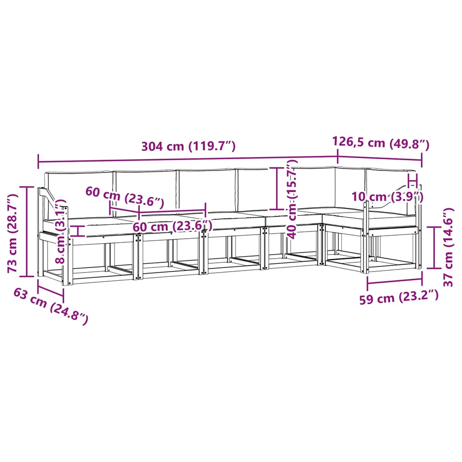 Ensemble de canapés d'extérieur 6 pcs Blanc et gris clair - 8