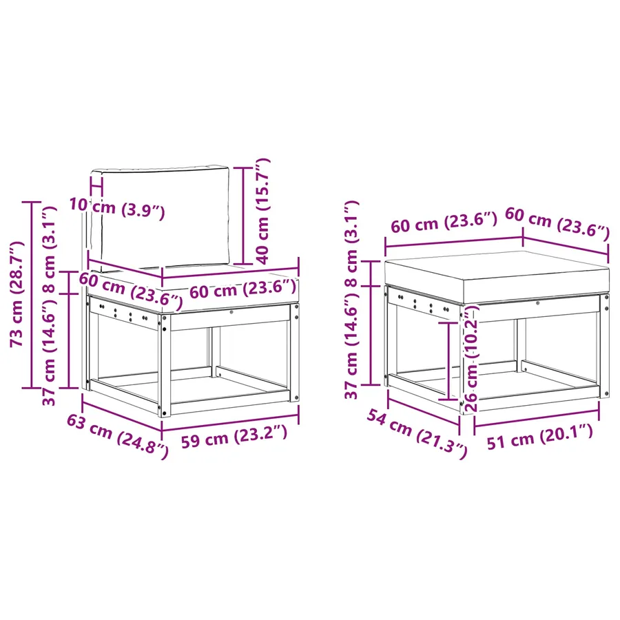 Ensemble de canapés d'extérieur 4 pcs Blanc et gris clair - 7