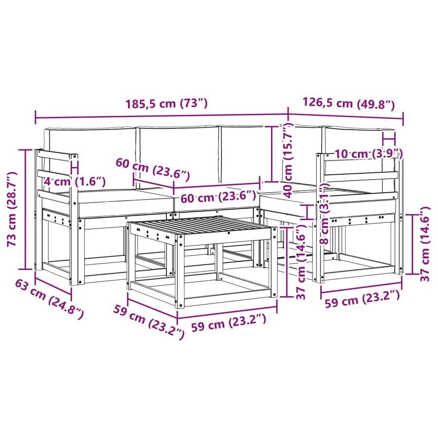 Ensemble de canapés d'extérieur 5 pcs Blanc et gris clair - 7